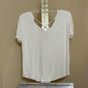 STACCATO WHITE CRISS CROSS TEE SZ SMALL